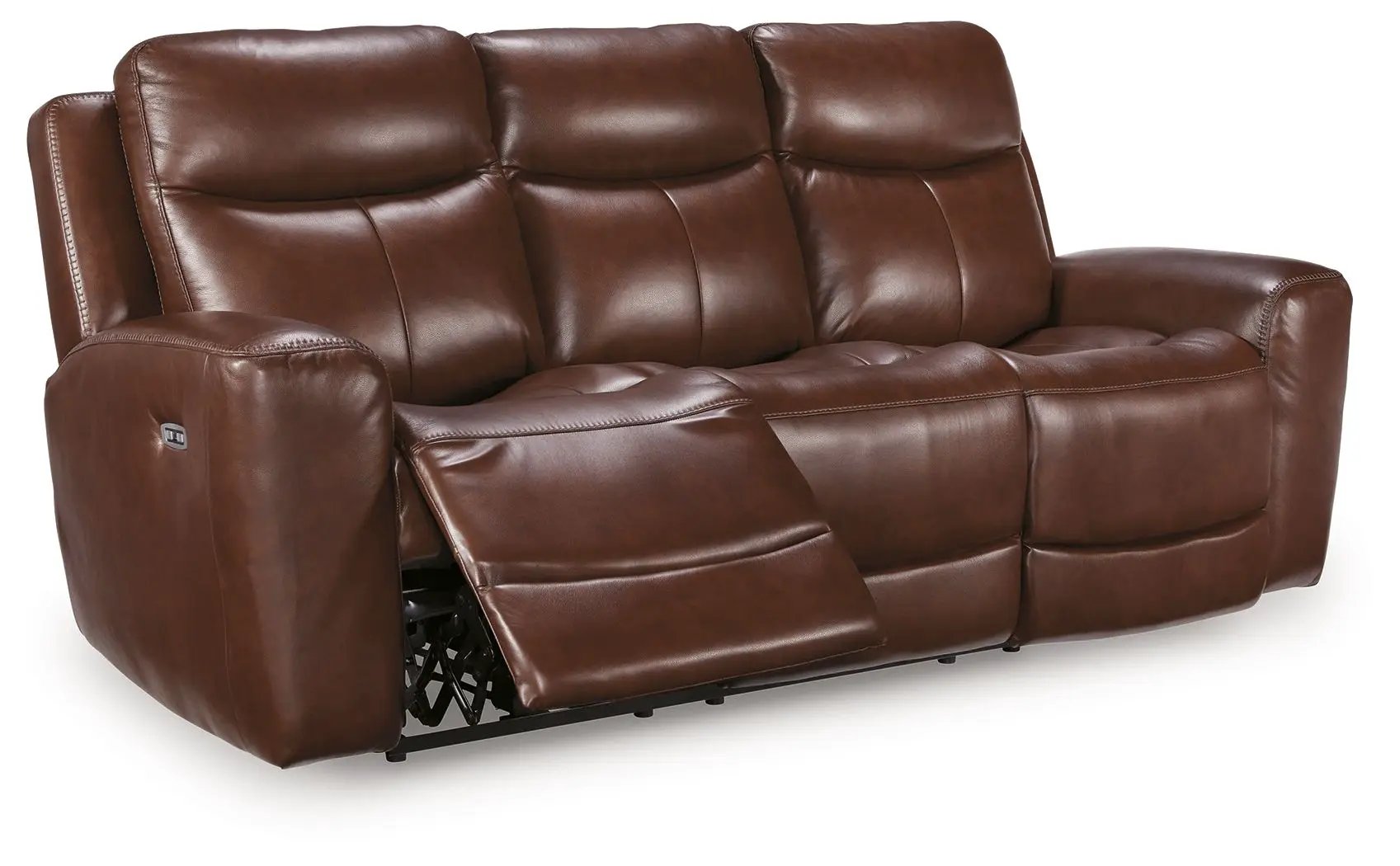 Bexhurst power reclining sofa with adjustable headrest in brown leather on Tampa Home & Garden Store