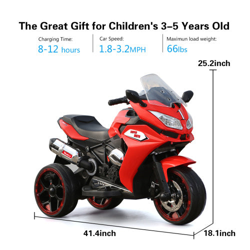 Kids' 12V Electric Motorcycle with Light-Up Training Wheels, red, UpTrend Deals on Tampa Home & Garden Store