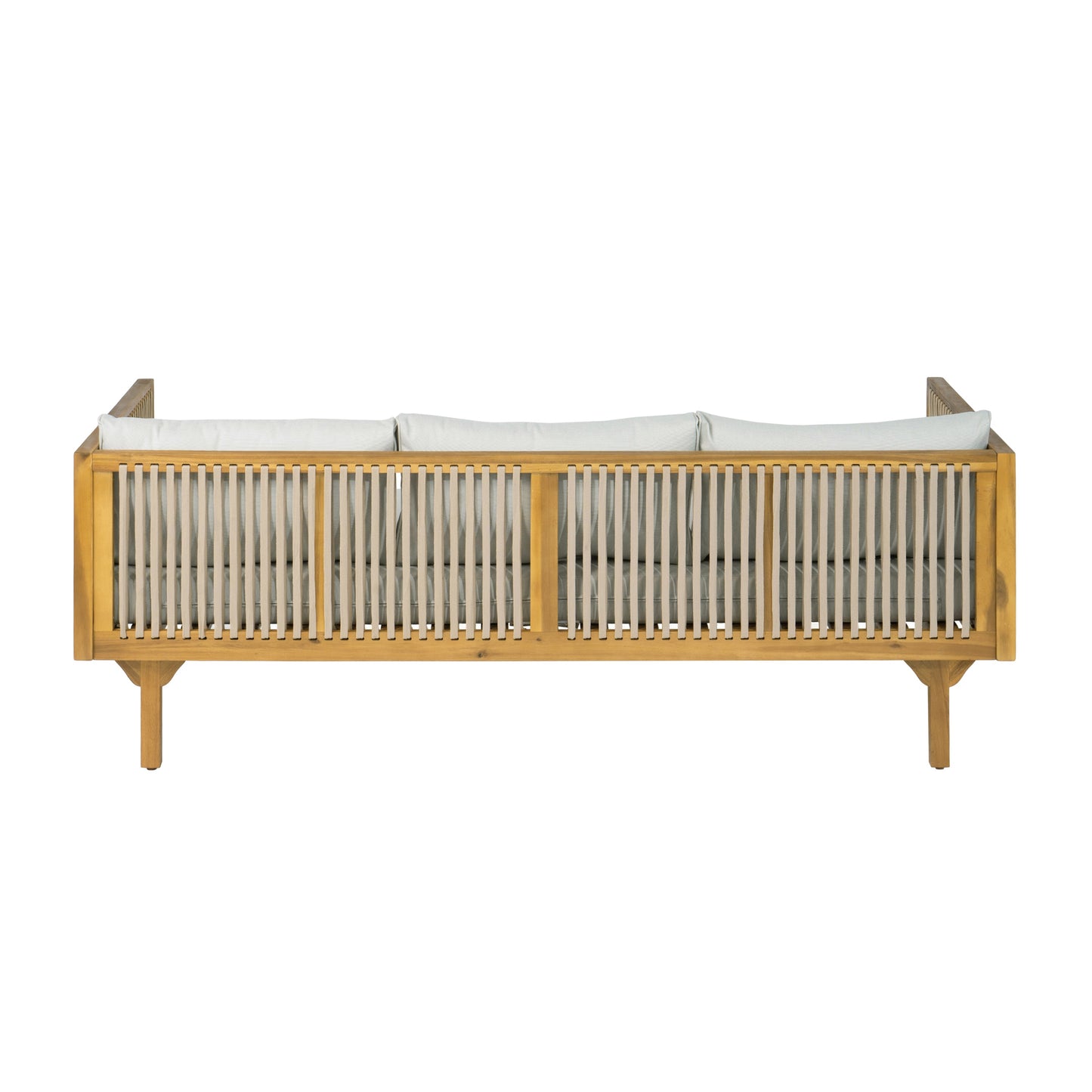 Outdoor Acacia Wood Patio Sofa with Teak Finish