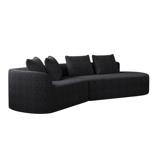 Upholstered oversized sectional sofa 4-seat black fabric with 4 pillows HouseOfZazla on Tampa Home & Garden Store