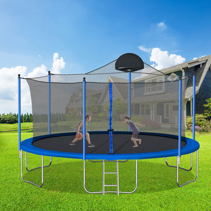 14 Ft Trampoline With Basketball Hoop And Net