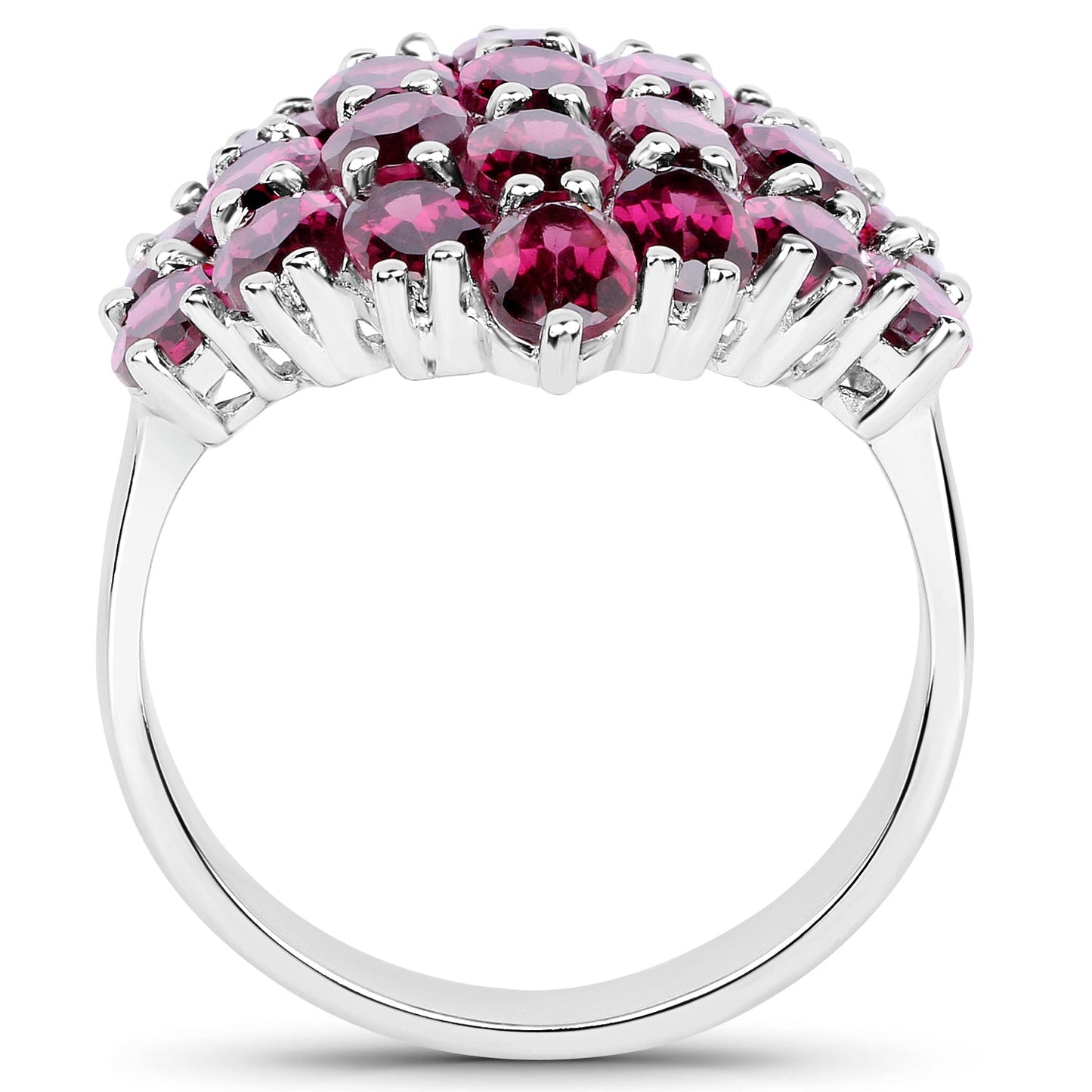 Rhodolite cluster ring in sterling silver with 11.50 carat genuine pink rhodolite stones on Tampa Home & Garden Store
