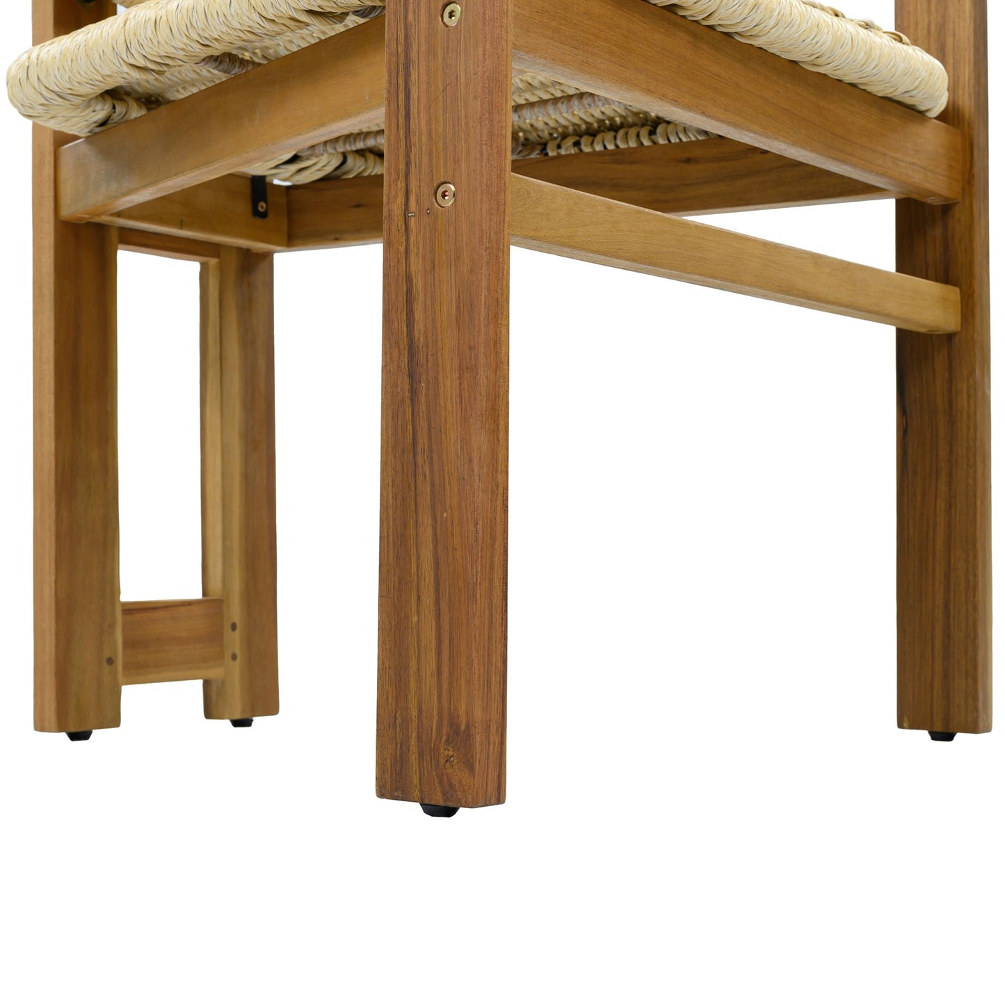 Outdoor Accent Armchairs Set of 2 in natural teak with woven rope seats on Tampa Home & Garden Store