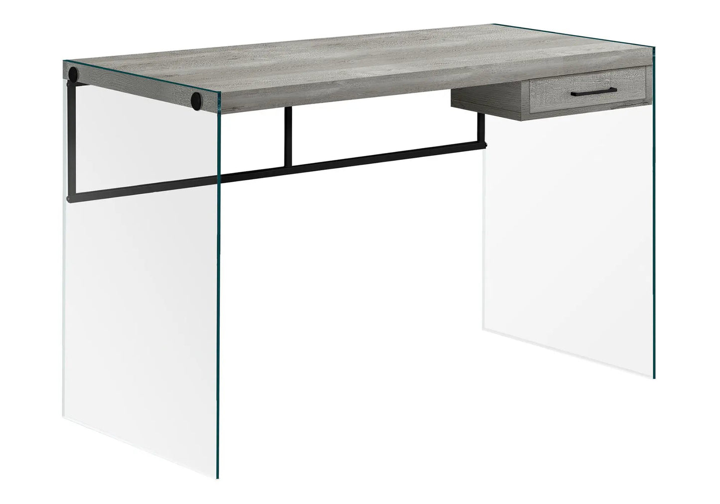 Contemporary Design Computer Desk gray wood top glass sides drawer Unique Piece Furniture on Tampa Home & Garden Store
