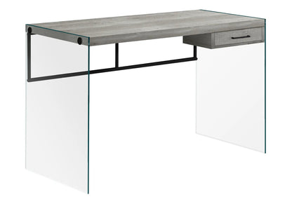 Contemporary Design Computer Desk gray wood top glass sides drawer Unique Piece Furniture on Tampa Home & Garden Store