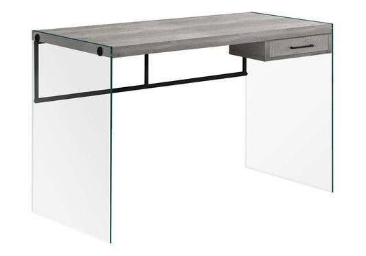 Contemporary Design Computer Desk gray wood top glass sides drawer Unique Piece Furniture on Tampa Home & Garden Store