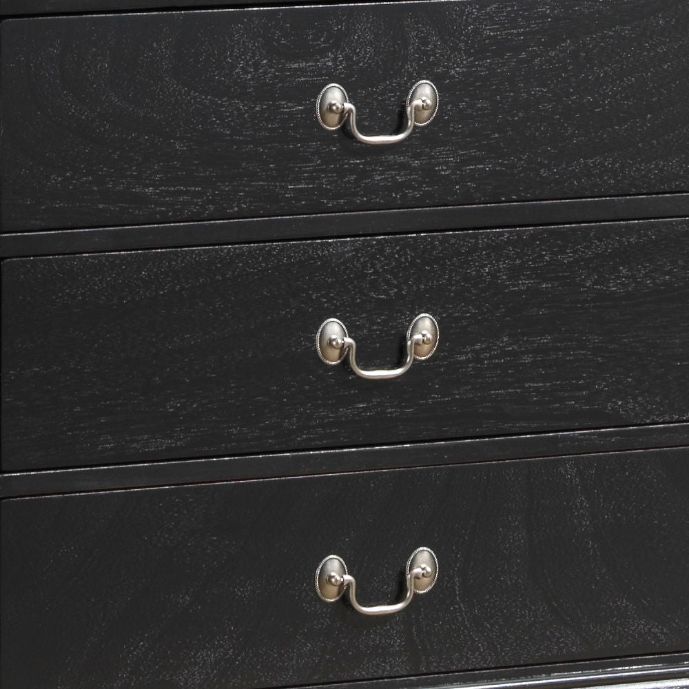 Traditional storage chest with three drawers, black finish, silver cup pulls, HouseOfZazla on Tampa Home & Garden Store