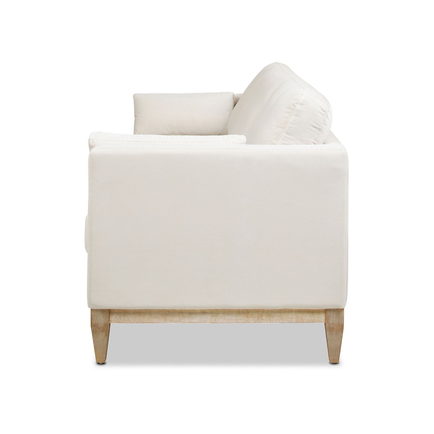 Knox Modern Farmhouse Sofa cream fabric upholstery with light wood legs stationary sofa on Tampa Home & Garden Store