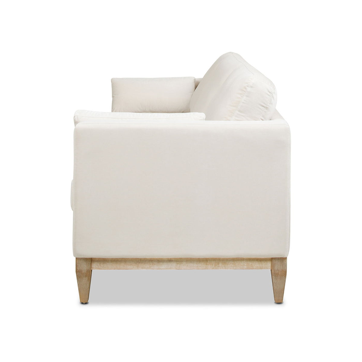 Knox Modern Farmhouse Sofa cream fabric upholstery with light wood legs stationary sofa on Tampa Home & Garden Store