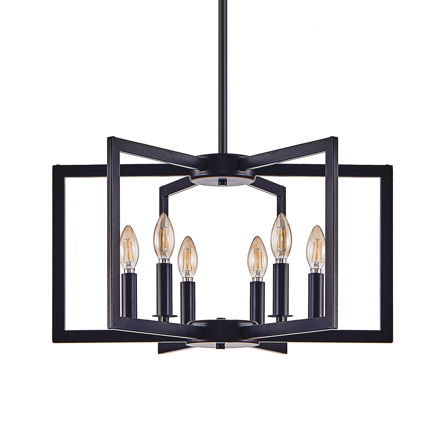 22' Modern Black Geometric 6-Light Chandelier with industrial metal frame by HouseOfZazla on Tampa Home & Garden Store