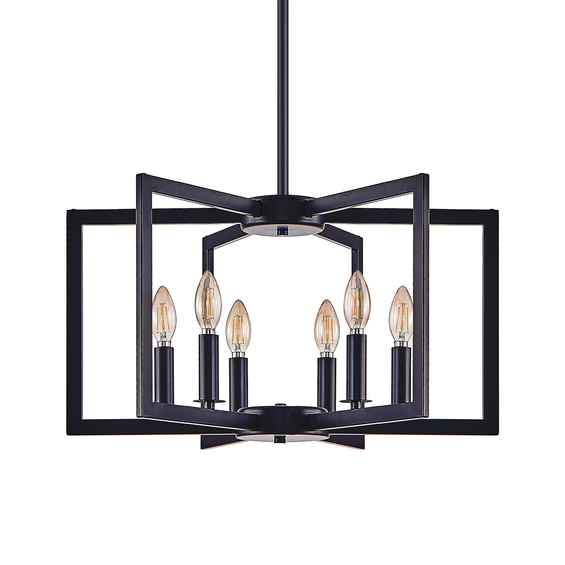 22' Modern Black Geometric 6-Light Chandelier with industrial metal frame by HouseOfZazla on Tampa Home & Garden Store