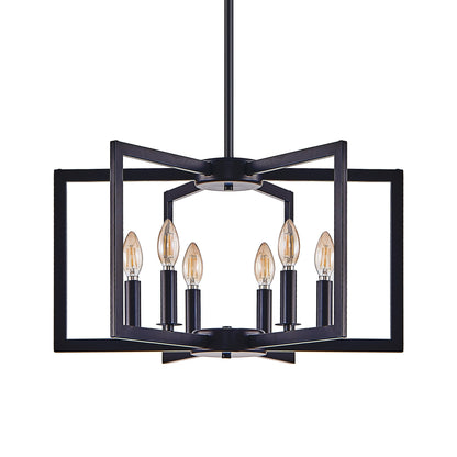 22' Modern Black Geometric 6-Light Chandelier with industrial metal frame by HouseOfZazla on Tampa Home & Garden Store