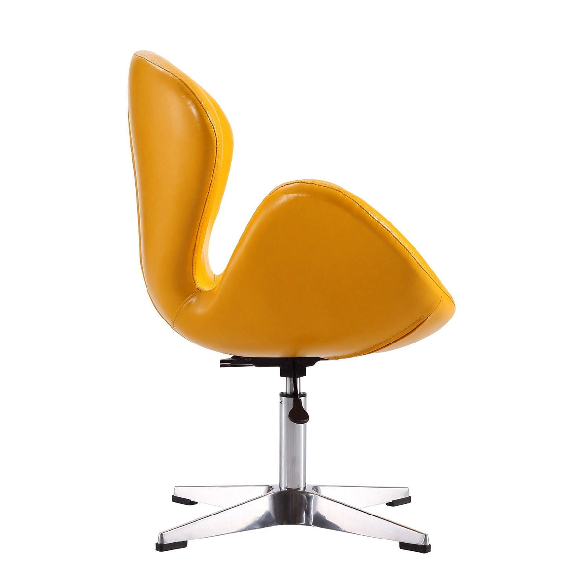 Raspberry swivel lounge chair with 360-degree rotation, orange faux-leather, chrome base on Tampa Home & Garden Store