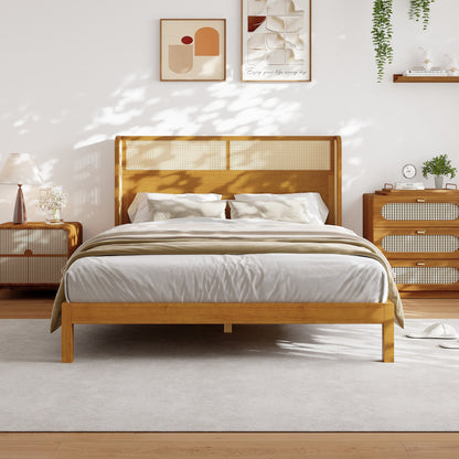 Premium Queen Rubber Wood Bed Frame and Headboard