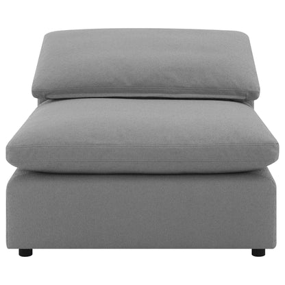 Segoura gray upholstered modular sectional cushions (3) with low black legs on Tampa Home & Garden Store
