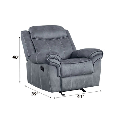 Zubaida Two Tone Glider Recliner, gray fabric with white stitching by Unique Piece Furniture on Tampa Home & Garden Store