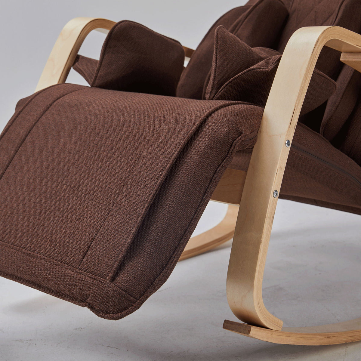 Massage rocking chair with air pressure cushions brown fabric on wood frame HouseOfZazla on Tampa Home & Garden Store