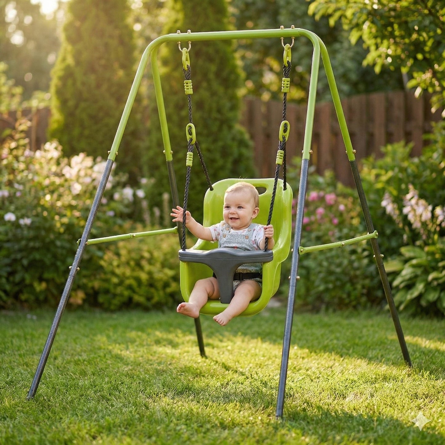 Compact Baby Swing With Safety Buckle And A Seat