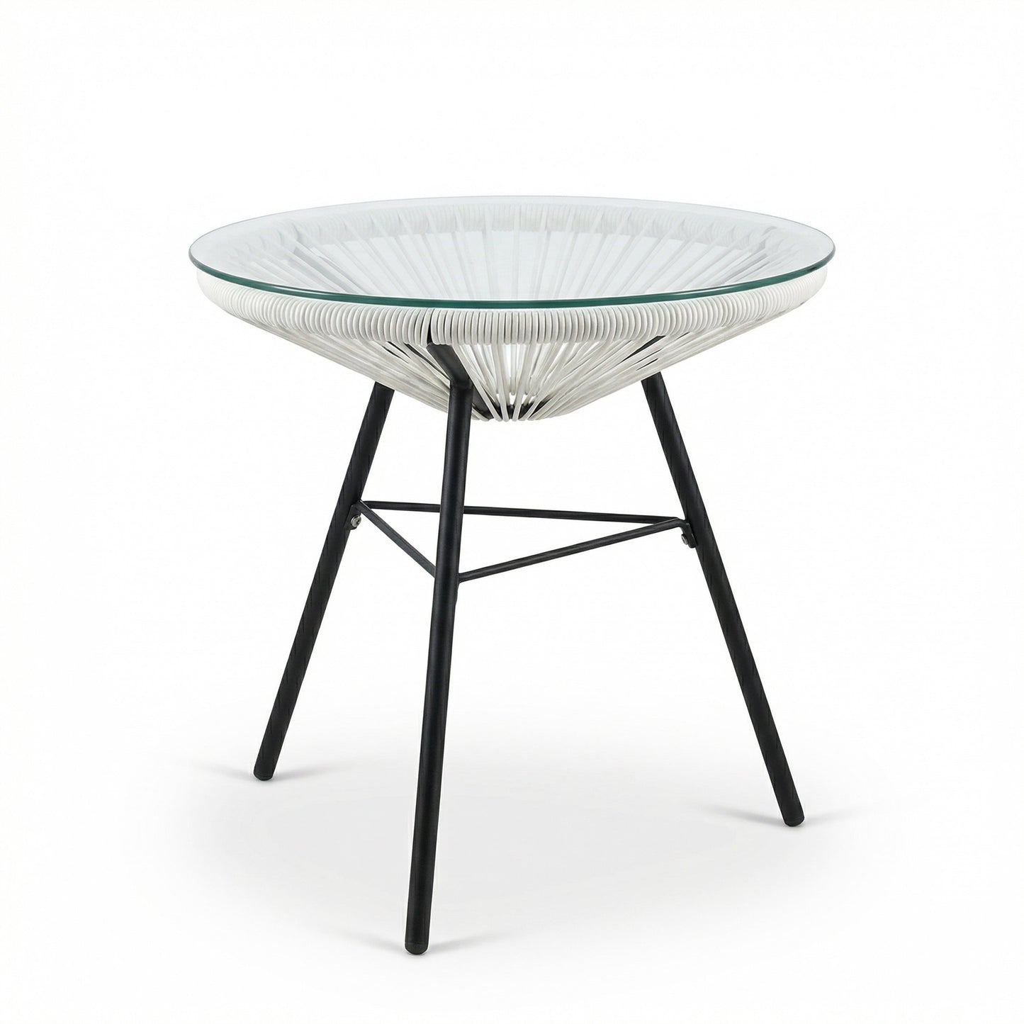 Outdoor Synthetic Wicker Glass Side Table