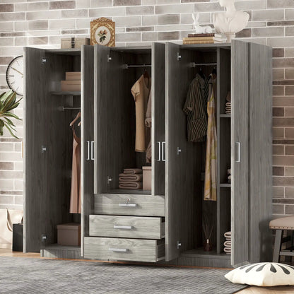 6 Doors Wardrobe Storage for Bedroom with Drawers
