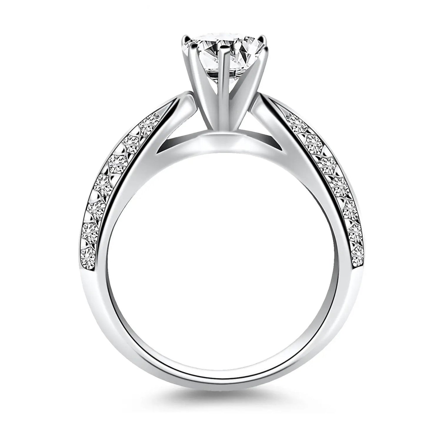 Diamond engagement ring 14k white gold cathedral setting with double-row pavé diamonds by Bids.com on Tampa Home & Garden Store