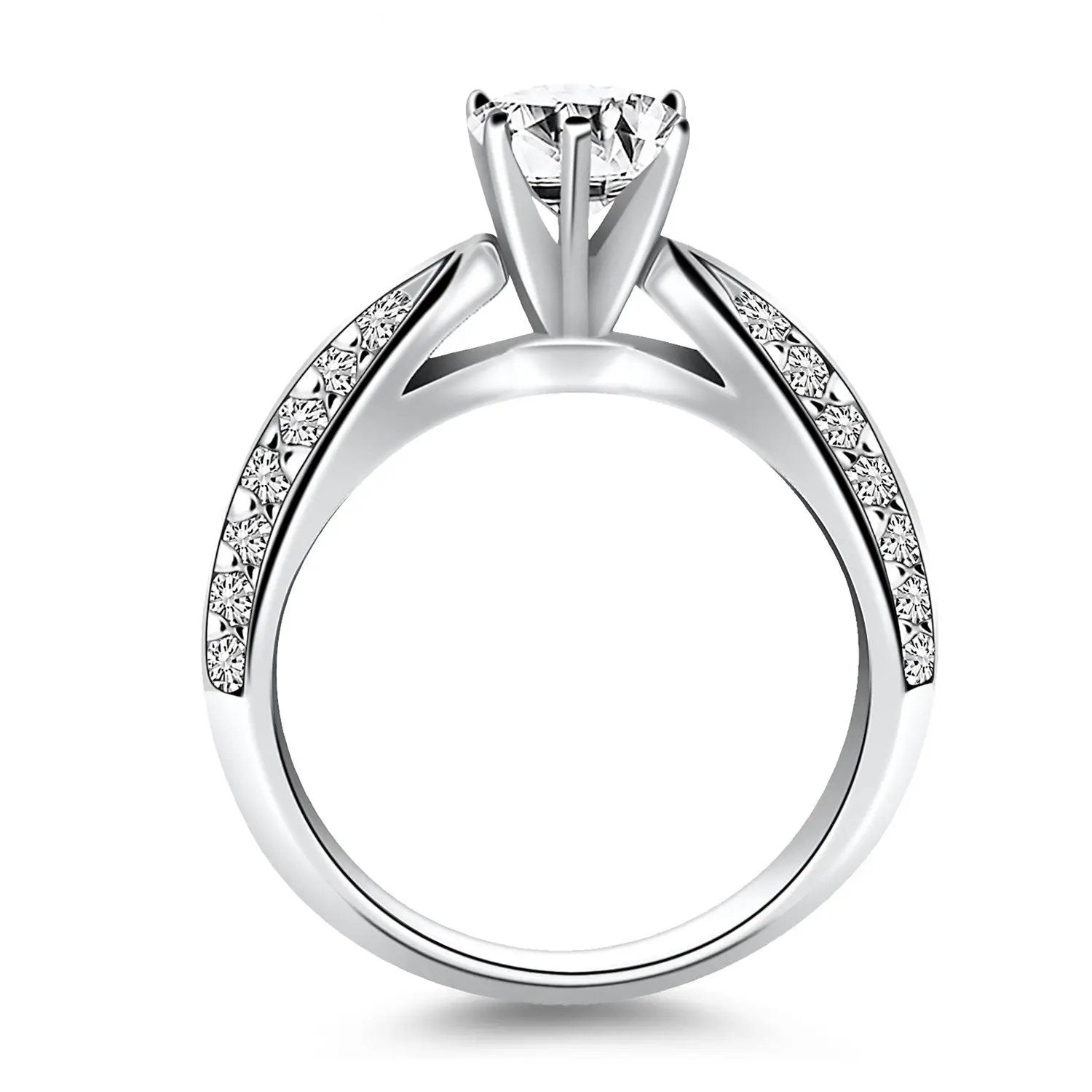 Diamond engagement ring 14k white gold cathedral setting with double-row pavé diamonds by Bids.com on Tampa Home & Garden Store