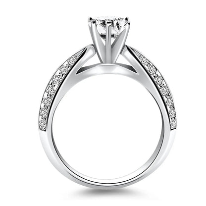 Diamond engagement ring 14k white gold cathedral setting with double-row pavé diamonds by Bids.com on Tampa Home & Garden Store