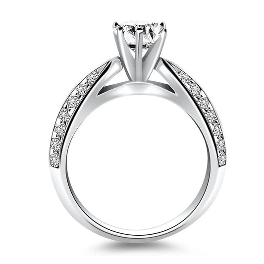 Diamond engagement ring 14k white gold cathedral setting with double-row pavé diamonds by Bids.com on Tampa Home & Garden Store