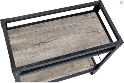 Jorgensen Serving Cart with rustic oak top, charcoal steel frame, 2-tier on Tampa Home & Garden Store