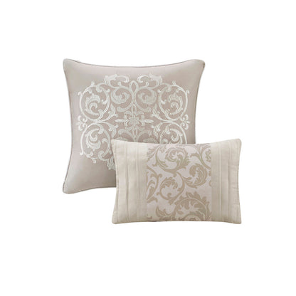 Embroidered 8 Piece Comforter Set Neutral Queen