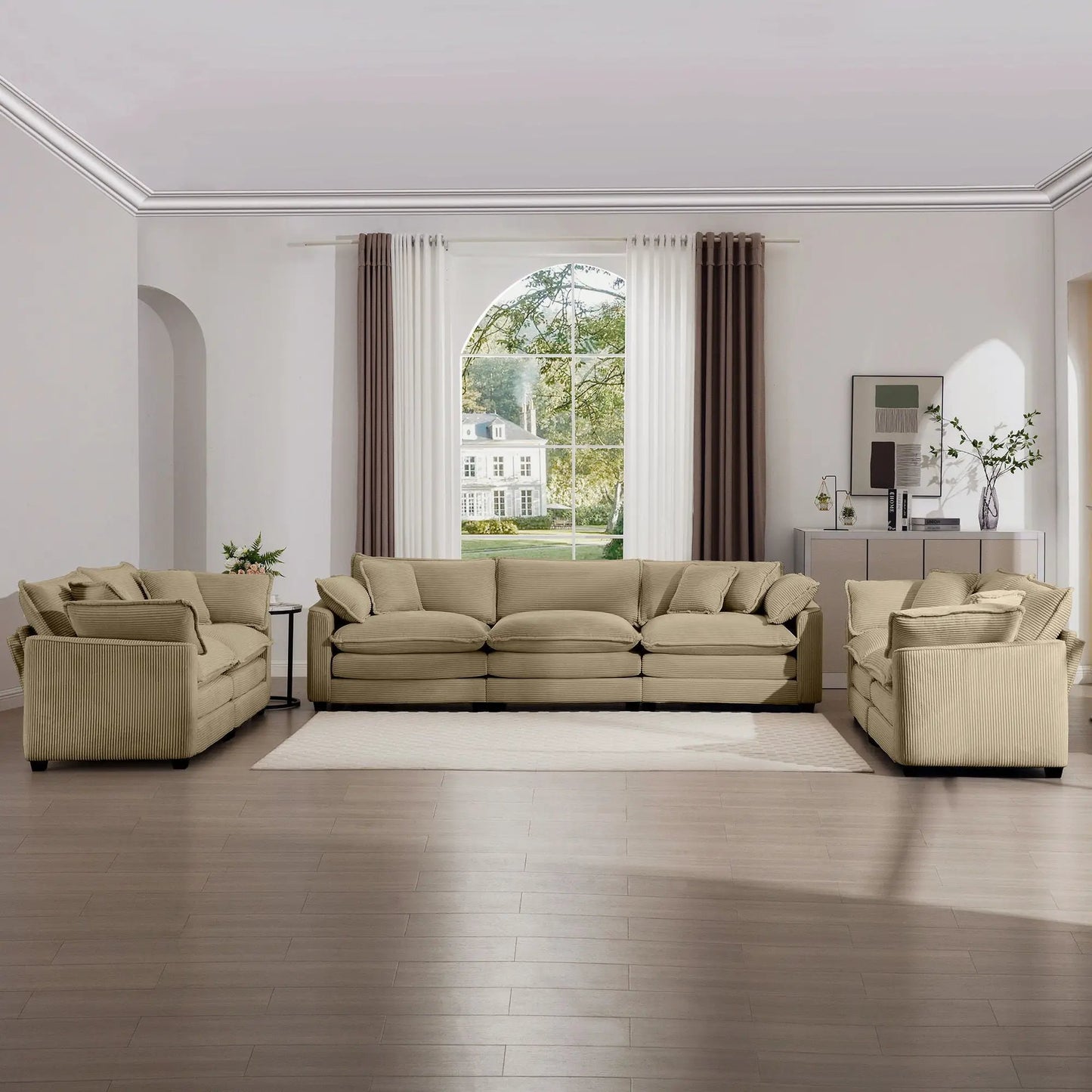 Elegant Sectional Sofa Set with Deep Seats