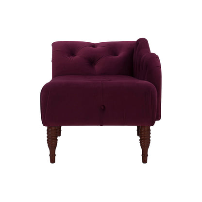 Tufted roll-arm chaise lounge burgundy velvet with premium foam, tufted back and legs on Tampa on Tampa Home & Garden Store