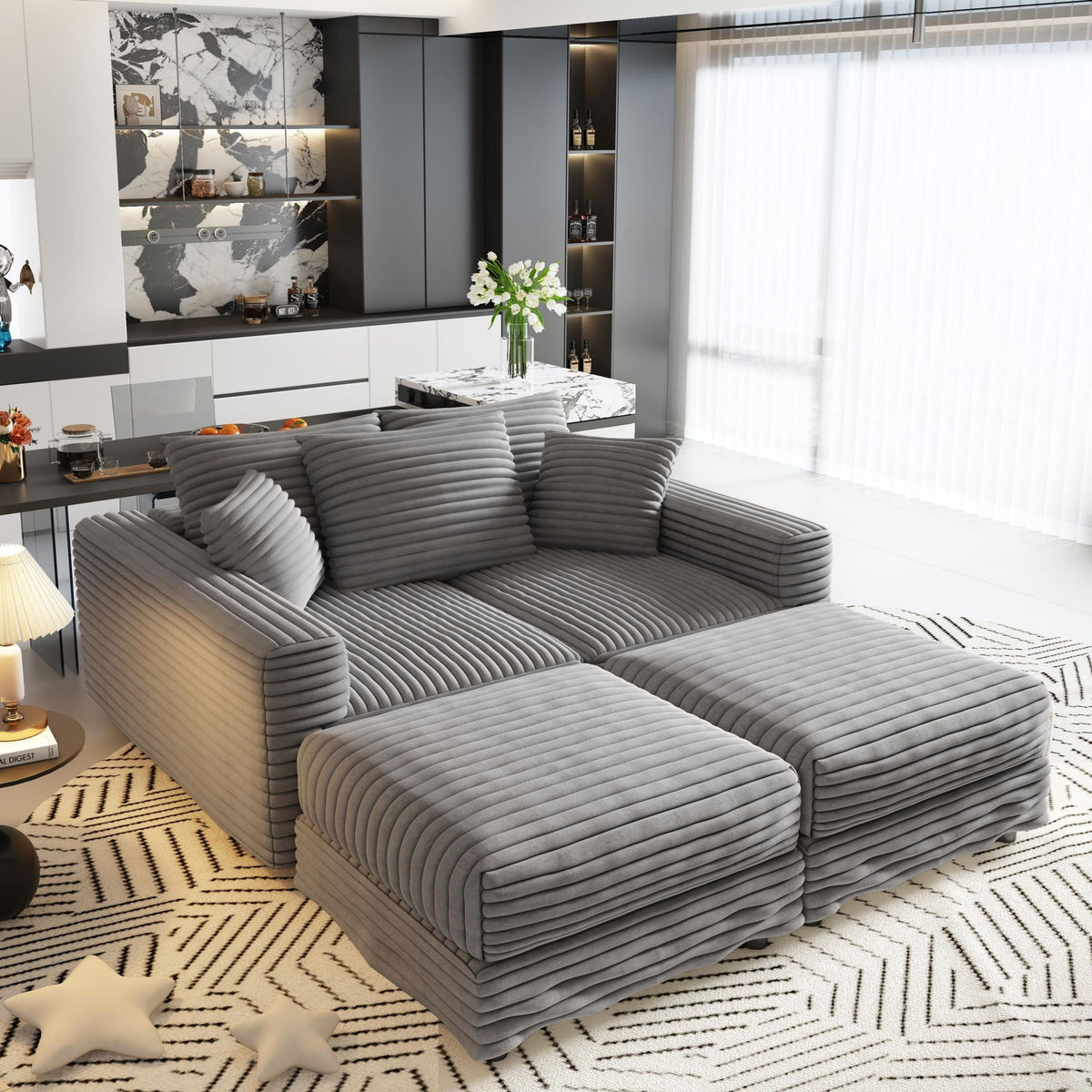 Convertible Sofa With Deep Seat and Pillows