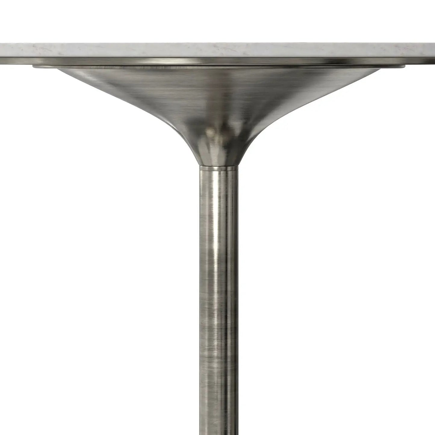 Osborne dining table base in brushed nickel with a tapered pedestal and marble top on Tampa Home & Garden Store