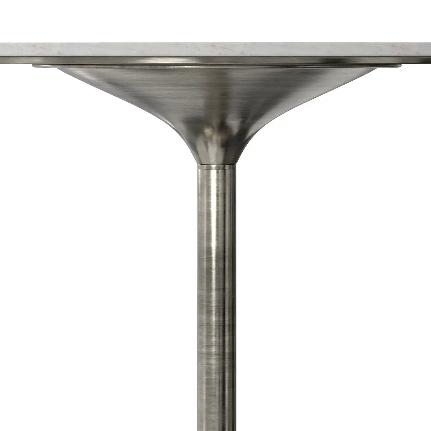 Osborne dining table base in brushed nickel with a tapered pedestal and marble top on Tampa Home & Garden Store