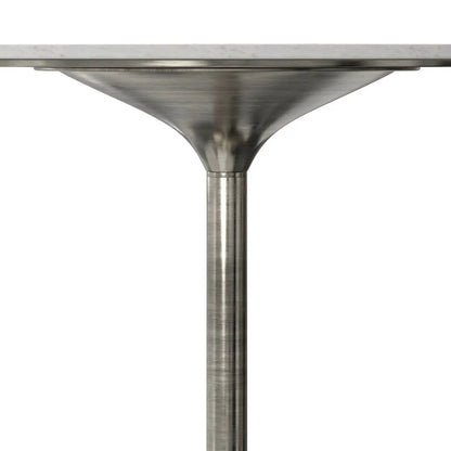 Osborne dining table base in brushed nickel with a tapered pedestal and marble top on Tampa Home & Garden Store