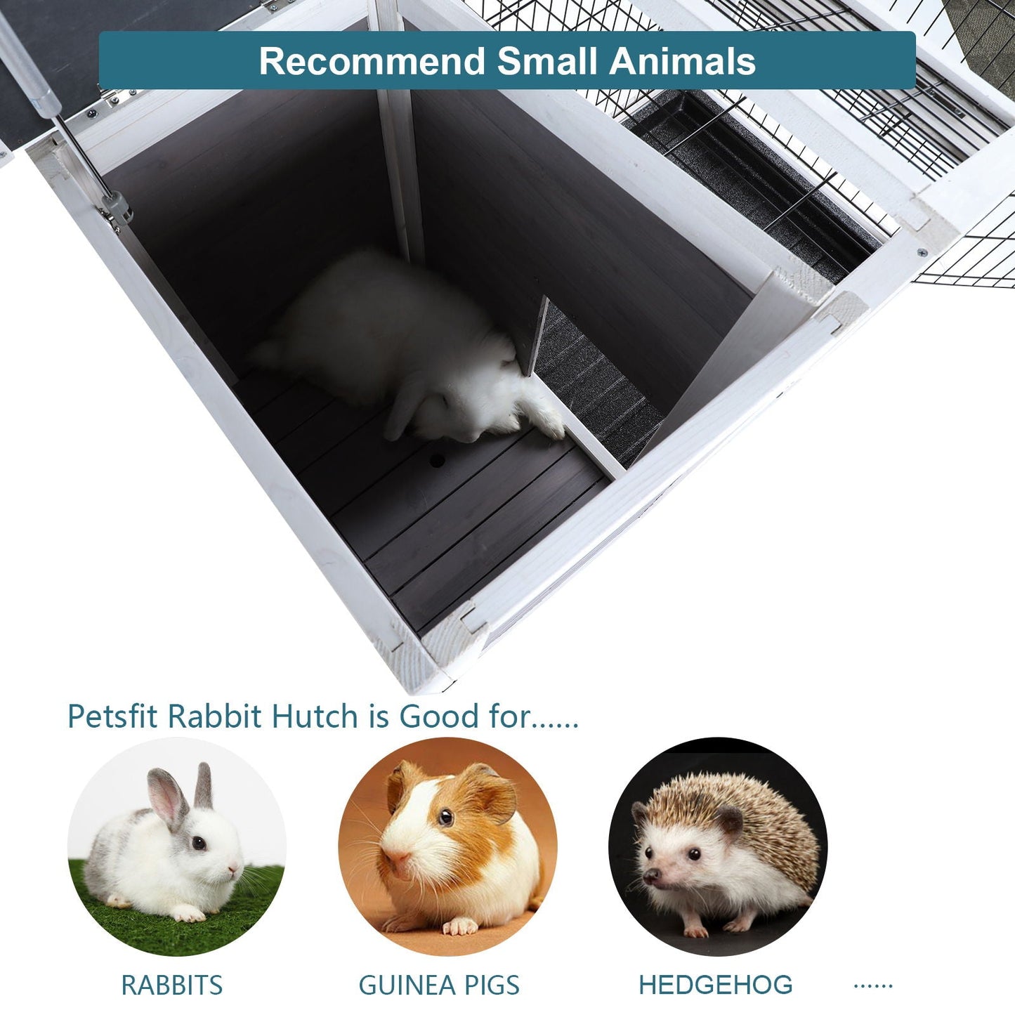 Two Tier Wooden Rabbit Cage for Small Animals