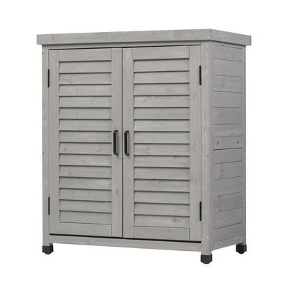 Outdoor Potting Bench With Metal Top and Cabinet