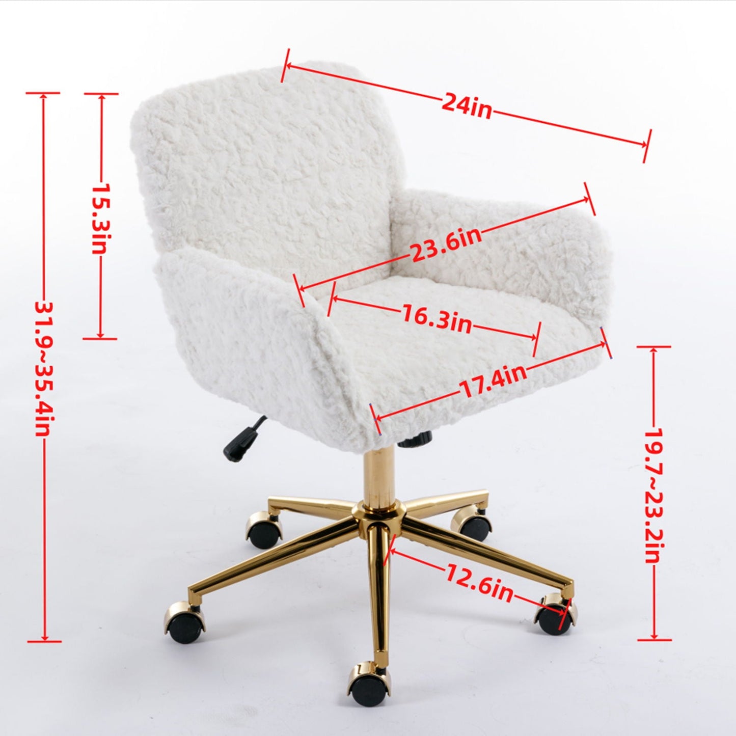 Office Chair with Rabbit Hair and Metal Base