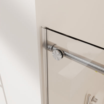 Frameless single sliding soft-close shower door with chrome hardware and glass panel on Tampa Home & Garden Store