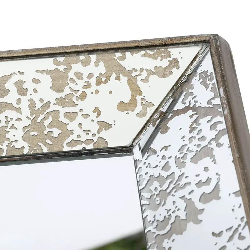 Antique rectangle wall mirror with distressed mirrored frame and floral accents on Tampa Home & Garden Store
