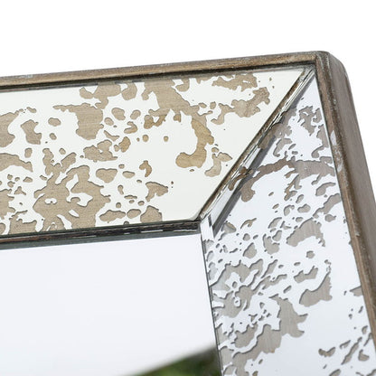 Antique rectangle wall mirror with speckled mirrored panels and bronze frame on Tampa Home & Garden Store