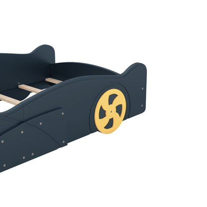 Race car shaped platform bed with wheels and storage, dark blue finish, HouseOfZazla car bed on Tampa Home & Garden Store