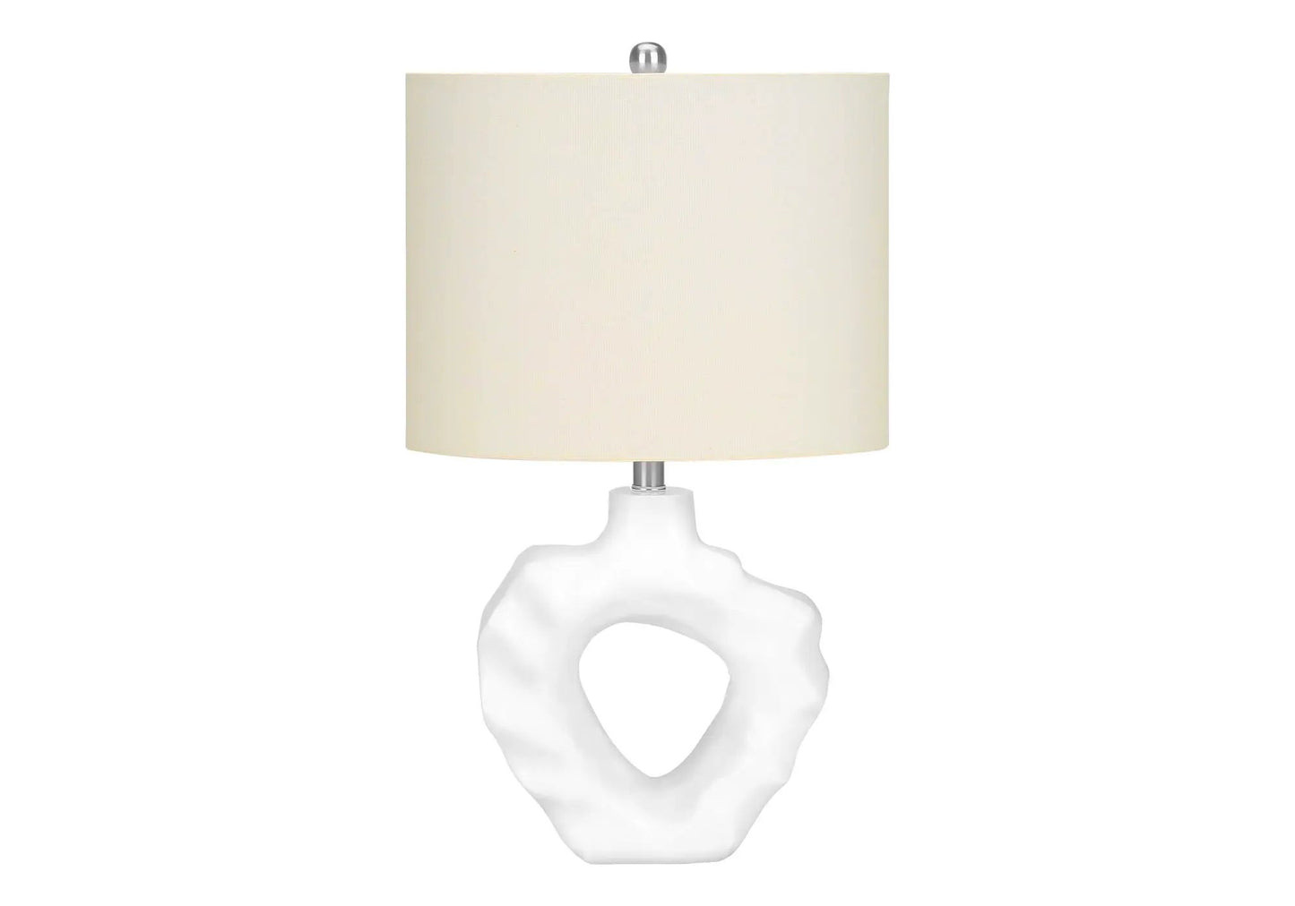 Table lamp cream shade over white sculptural base, modern design by Unique Piece Furniture on Tampa Home & Garden Store