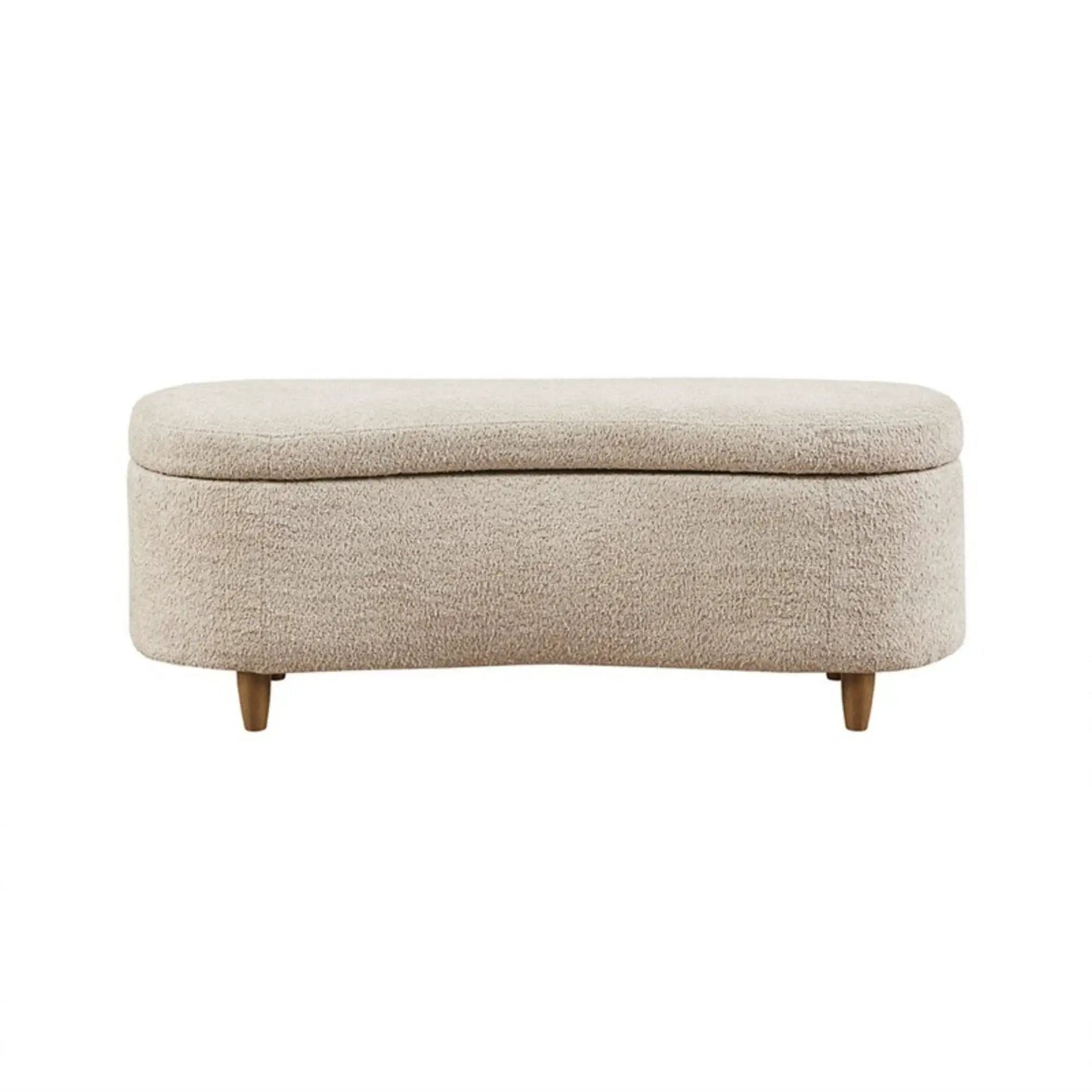 Flip Top Storage Bench beige fabric upholstery with wooden legs Unique Piece Furniture on Tampa Home & Garden Store