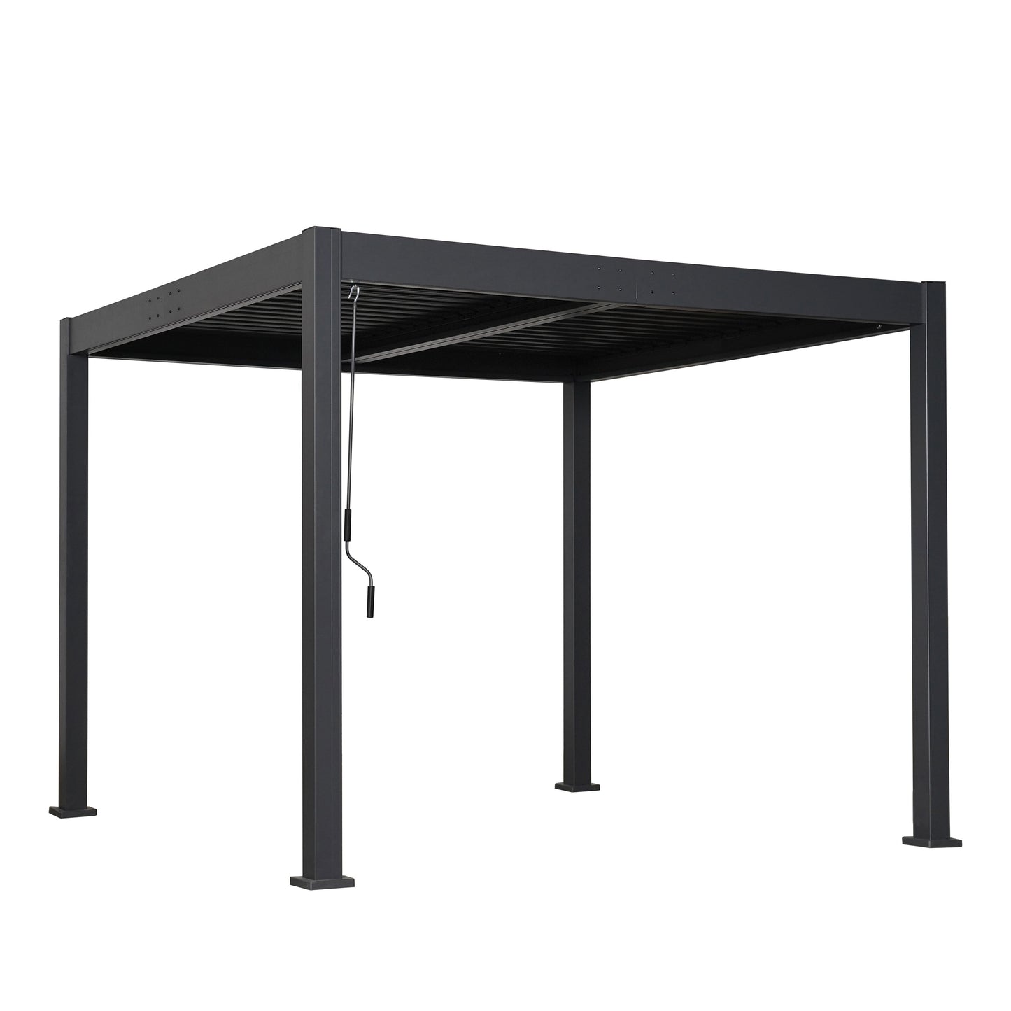 Byron Outdoor Pergola by HouseOfZazla in dark charcoal metal with slatted roof on Tampa Home & Garden Store