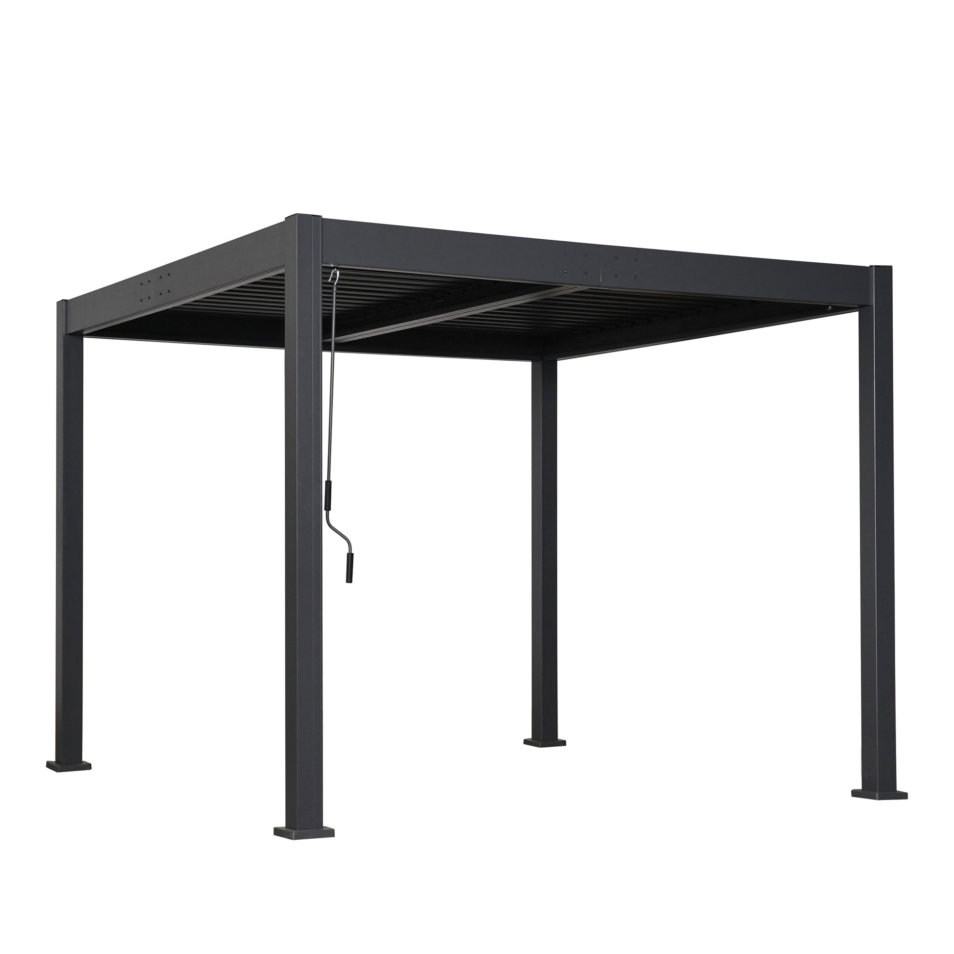 Byron Outdoor Pergola by HouseOfZazla in dark charcoal metal with slatted roof on Tampa Home & Garden Store