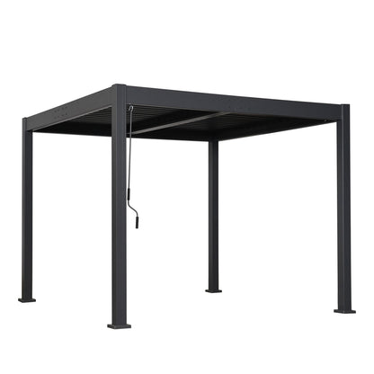 Byron Outdoor Pergola by HouseOfZazla in dark charcoal metal with slatted roof on Tampa Home & Garden Store