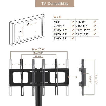 Height and Angle Adjustable Mobile TV Stand