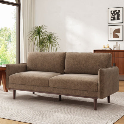 Loveseat sofa with spacious seating in brown fabric and wood legs by HouseOfZazla on Tampa Home & Garden Store